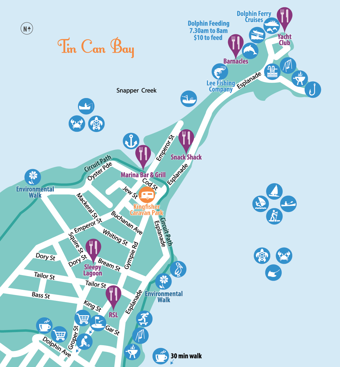 Map Of Tin Can Bay Attractions